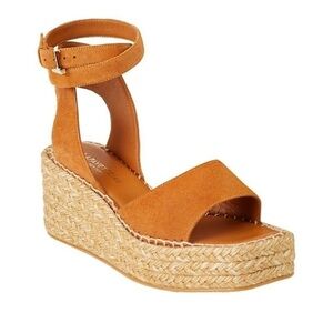 NIB Lafayette 148 Margot Suede Espadrille Platform Wedge Sandals